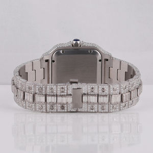 VVS Moissanite Luxe Entièrement Glacé Cadran en Verre Analogique Montre pour Homme Mouvement à Quartz Acier Inoxydable Hip Hop Rappeur - Product Image 3