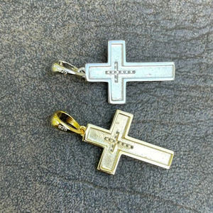 Pendentif croix en diamant Moissanite plaqué or 18 carats et argent 925 pour femmes bijoux de mode en diamant naturel véritable avec breloque croix - Product Image 2