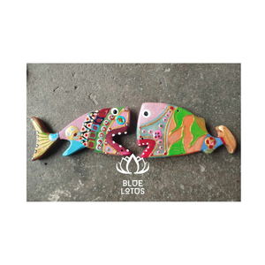 Pescado de madera colgante pintado/artesanías decorativas sin pintar de Vietnam Loto Azul decoración del hogar Decoración tendencia caliente tallada - Product Image 1