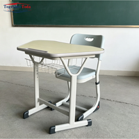 Meubles de formation en classe multi-connectables en forme de Y avec panier à livres, hauteur réglable pour ensemble bureau et chaise d'écolier
