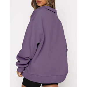 Sudaderas de manga larga con media cremallera para mujer de calidad superior 2024, venta al por mayor personalizada con tela de punto con logotipo frontal - Product Image 2