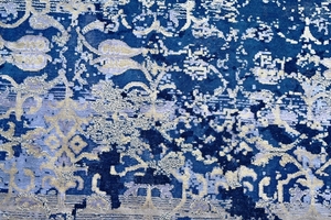 Tapis de laine noué à la main persan de haute qualité tapis 8x10 bleu Beige soie classique laine traditionnelle pour l'utilisation de la salle de prière - Product Image 2