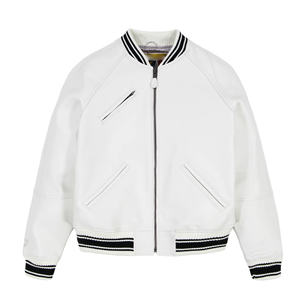 แจ็คเก็ตหนังวาร์ซิตี้สำหรับผู้หญิง ฤดูใบไม้ผลิ ฤดูใบไม้ร่วง แจ็คเก็ตครอปสีขาว เสื้อโค้ทหนัง แจ็คเก็ตหนังสำหรับผู้ชาย แจ็คเก็ตวาร์ซิตี้แบบสั่งทำ - Product Image 1