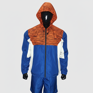 Ensemble survêtement personnalisé deux pièces coupe-vent short et veste, design personnalisé, fermeture éclair, nylon, polyester, streetwear, ensemble coupe-vent pour homme - Product Image 1