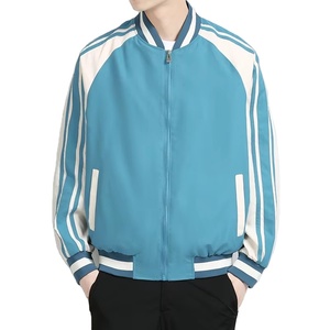Wholesale Top Trending <b>Men</b> Canvas <b>Varsity</b> <b>Jacket</b> Single Button Contrast Sleeve Baseball Style Vintage Casual Thick Breathable - Product Image 4