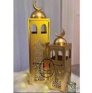 Lanterne de sol élégante au fini gris Design unique pour le Ramadan Eid Hajj Festival Vaisselle décorative pour la décoration de table - Product Image 5