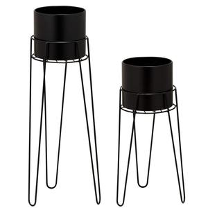 Macetas decorativas para el hogar y la sala de estar, macetas de decoración para interiores y exteriores, maceta, juego de acabado negro de 2 a precio mayorista - Product Image 5