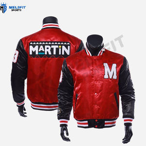 Blouson Bomber Varsity Personnalisé Brodé sur le Devant en Satin 100% Polyester Coupe-Vent Respirant Écologique pour l'Hiver Style Universitaire - Product Image 1