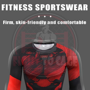 Conjunto de 2 Piezas de Rashguard Estampado de Spandex/Nylon para Hombre - Ropa Deportiva de Secado Rápido para Entrenamiento de MMA, BJJ y Gimnasio - Product Image 5