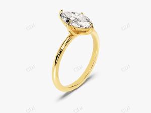 Venta al por mayor joyería de lujo GRA certificado Marquesa corte incoloro Moissanite diamante 14K oro amarillo solitario mujeres anillo de compromiso - Product Image 2