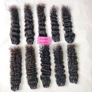 Paquet vierge brut couleur naturelle femmes noires temple indien cuticule aligné machine double trame extensions de cheveux humains à ondes profondes - Product Image 3