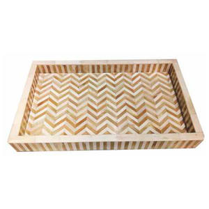 Bandeja de lujo con incrustaciones de hueso para decorar mesas de café a la mejor relación calidad-precio. Bandeja decorativa con incrustaciones de hueso de CRAFT ZONE EXPORT. - Product Image 2