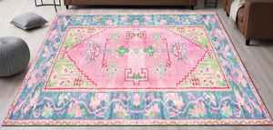 ชุดพรมขนแกะโอเช็คสีชมพู8x10โบราณพรมผูกปมมือพรมสำหรับใช้งานในห้องรับแขกหรูหรารถบ้านห้องน้ำทำจากผ้าไหม - Product Image 3