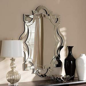 Venetian <b>Silver</b> Accent Modern Cut Glass Beveled Designer <b>Mirror</b> - Product Image 1