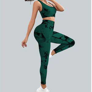 ชุดสองชิ้นกางเกงเลกกิ้งเอวสูงและสปอร์ตบราย้อมสี2026ดีไซน์ใหม่ - Product Image 5