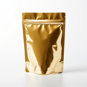 10000 MOQ Golden Mylar Bag Bolsa de pie blanca mate Grado alimenticio Grabado Impreso Zip Lock A prueba de olores a prueba de humedad - Product Image 3