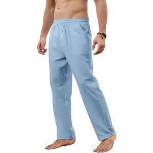 Pantalon en coton et lin pour homme, ample, respirant, décontracté, uni, pantalon de survêtement, grande taille, streetwear, fitness, léger, pantalon de yoga - Product Image 3