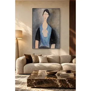 Impresión en lienzo de Fida Modigliani: Mujer joven con blusa azul - Product Image 2