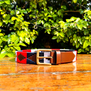 Authentique ceinture de polo en cuir rouge marine pour jeunes fabriquée à la main écologique qualité lourde longueur personnalisée style décontracté de luxe durable - Product Image 3