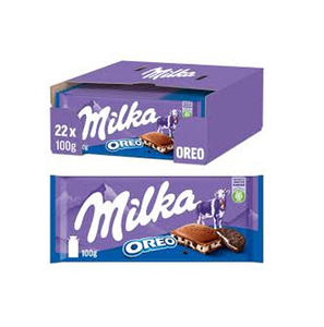 Chocolat Milka avec morceaux de brownie 100g, morceaux de brownie fondants dans du chocolat au lait alpin crémeux pour une collation indulgente, vente en gros - Product Image 1