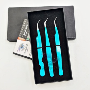 NC Customized High-Silver Stainless Steel Lashes Set Smooth Grip Eyelash Eyebrow Extension Tweezers Volume Color Box Nouveau - Product Image 1