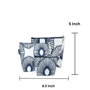 2023 Bolsas de cosméticos de algodón con estampado Floral más vendidas Estuche de estilo exportador indio con cierre de cremallera de moda - Product Image 3