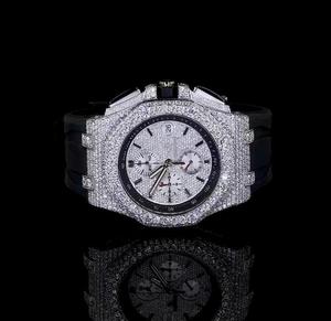 Cronógrafo blanco automático de la mejor calidad, reloj con subesfera de 41mm, Diamantes de moissanita de calidad superior, caucho de la mejor calidad - Product Image 1