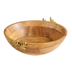 Bol à salade moderne en bois de noyer Qualité créative Accent floral argenté poli pour hôtel Restaurant Décoration intérieure Fournitures de mariage - Product Image 6