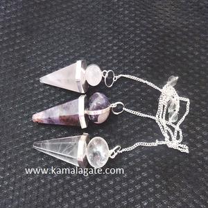 Pendules de radiesthésie Reiki en cristal d'améthyste à facettes naturelles - Product Image 3