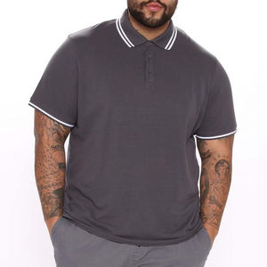 Chemises de golf pour hommes grande taille, respirantes, anti-bouloches, manches courtes, motif uni, uniforme, tricot polyester/coton, vente en gros - Product Image 2