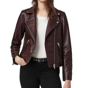 Cómoda chaqueta de cuero genuino para mujer de diseño de Venta caliente en cuero de color marrón chaquetas de cuero transpirables de longitud larga - Product Image 4