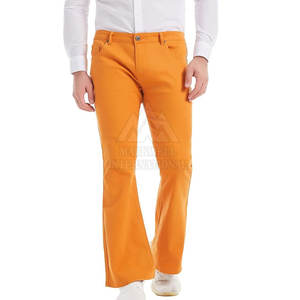Pantalones acampanados de corte clásico para hombre, pantalones de pierna ancha de mezcla de algodón transpirable para todas las estaciones, pantalones acampanados para hombre - Product Image 1