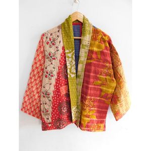 Veste courte en coton matelassée florale vintage pour femme, vêtement de fête, manches longues, manteau tissé - Product Image 3