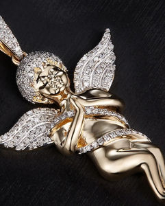 Pendentif en diamant de laboratoire de conception d'ange à couper le souffle en or massif 10kt de haute qualité pour unisexe - Product Image 5