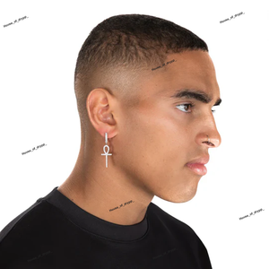 Pendientes de Cruz de Plata 925 con Engaste de Púas y Moissanita de Corte Redondo, Estilo Hip Hop de Lujo, Regalo para Hombre - Product Image 2
