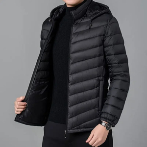 Customized Logo Men's High Quality Winter Puffer Jacket with Hood Long Pocket and Printed Canvas Fabric <b>Bubble</b> Style - Product Image 3