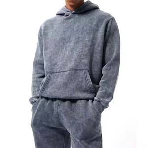 High Quality 330G Cotton Polyester Unisex <b>Men</b> Jogger Sweatsuit Tracksuit Custom Printing Sweatpants Hoodie Set acid <b>wash</b> fabric - Product Image 2