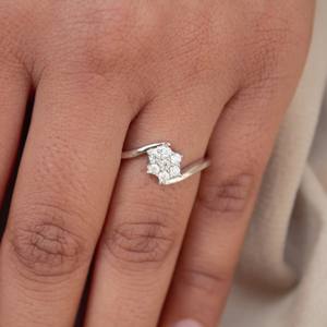 แหวนมอยส์ซอไนต์ไม่มีสีใน925แหวนเงินสเตอริงลายดอกไม้ดีไซน์ดอกไม้แหวนของขวัญครบรอบ - Product Image 3