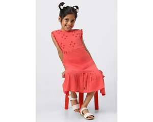 Vestido de lino bohemio de diseñador superventas para niñas, bordado de calidad Superior, aspecto informal de verano para vacaciones en la playa, venta al por mayor para niños - Product Image 2