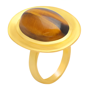 CDP Bague unisexe en argent sterling 925 belle bague œil de tigre en plaqué or avec lunette classique bijoux à la mode pour les fêtes cadeaux - Product Image 6