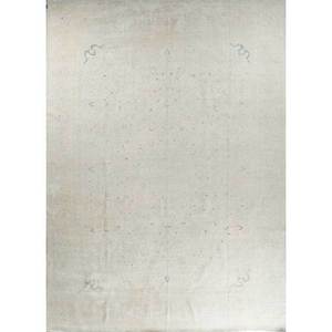 Tapis en laine noué à la main Aalam Pae-4053 ivoire 9x12 rectangulaire, style Tabriz, motif médaillon abstrait, pour salon et maison - Product Image 1