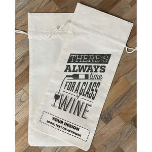 Bolsas de Algodón para Vino con Diseño 'Siempre Hay Tiempo para un Vaso de Vino' - Product Image 2