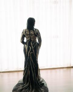 Abaya Dubai Traditionnelle en Chiffon Fait Main, Coupe Trapèze, pour Occasions Spéciales, en Soie Soyeuse Anti-Froissement, Manches Longues, Élégante avec Dentelle, pour Adultes Musulmanes - Product Image 3