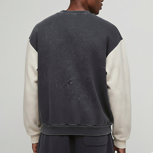 Sweat-shirt à capuche pour homme de haute qualité, streetwear, délavé à l'acide, blocs de couleur, logo brodé personnalisé, poids lourd, épaules tombantes, 100% - Product Image 3