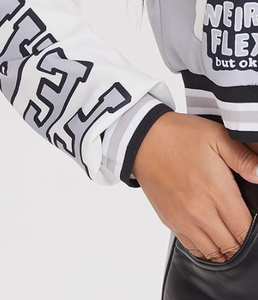 Women's Crop Varsity Jacket <b>Stitched</b> Canvas Breathable Printed Baseball Bomber Y2K Streetwear <b>Coat</b> - Product Image 4