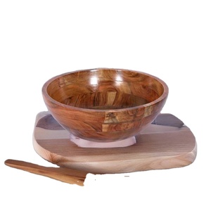 ไม้อะคาเซียหยักชามสลัดใหม่ที่กําหนดเองที่ทันสมัยเก็บอาหารชามสลัดไม้ & ใช้สําหรับของว่างข้าวโพดคั่วก๋วยเตี๋ยวซุปชาม - Product Image 1