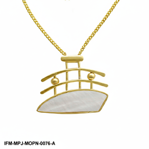 Natural Mother of <b>Pearl</b> Necklace Iridescent MOP <b>Pendant</b> on Gold Plated Chain Elegant Daily Wear Jewelry for Women - Product Image 3