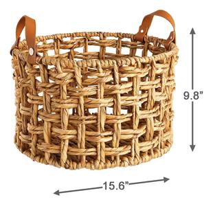 Panier de rangement rond en jacinthe d'eau Honeybloom, panier de rangement fait à la main, vente en gros, écologique, fabriqué au Vietnam - Product Image 2