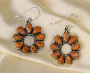 Boucles d'oreilles en pierre précieuse d'huître à pointes orange, boucles d'oreilles en argent sterling 925, boucles d'oreilles faites à la main, pierre orange pour cadeau - Product Image 3