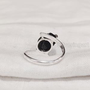 Joyería de piedra en bruto, anillo de mujer, turmalina negra Natural, piedra preciosa, piedra natal de octubre, anillo de Punta cruzada, anillo de Plata de Ley 925 - Product Image 5